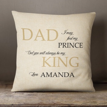 Personalised Cream Chenille Cushion - Dad I may find my Prince